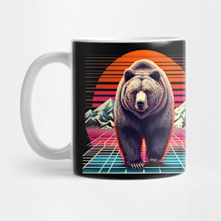 Bear Retro Vintage 80s Style Grizzly Brown Bear Mug